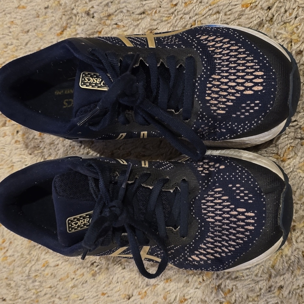 ASICS Midnight Blue and Gold Sneakers
